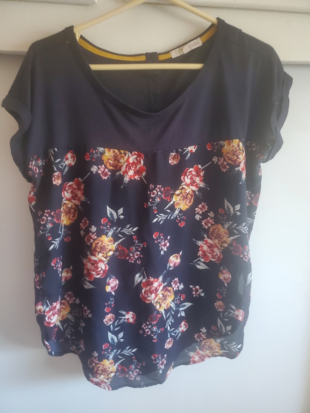 Rewind Navy Floral Short Sleeve Blouse